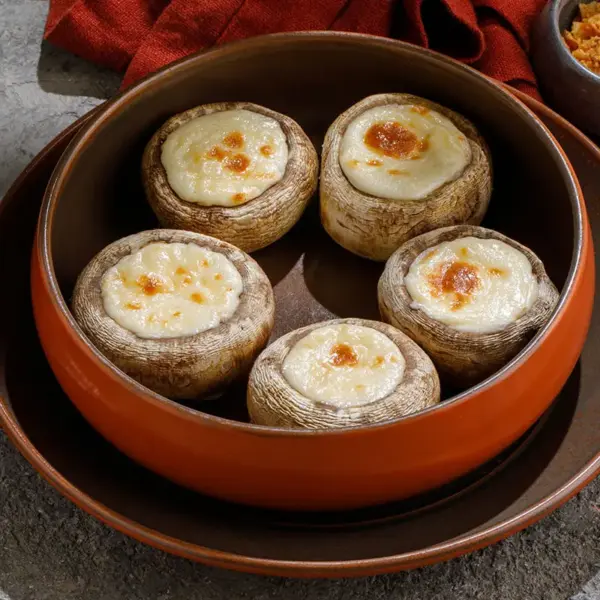 Шампиньоны, запечённые с сыром сулугуни